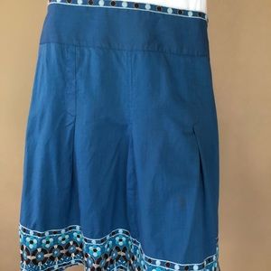Ann Taylor blue mosaic border a-line skirt